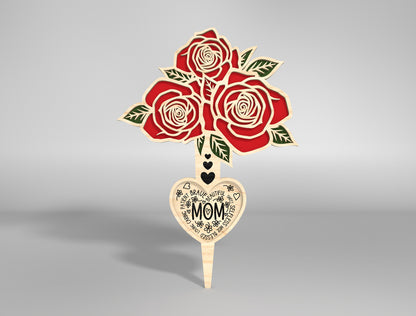 Rose Bouquet Plant Stake SVG Mother's Day Garden for Glowforge
