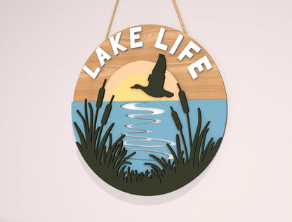 “Lake Life” Door Sign SVG Laser Cut File for Glowforge and xTool