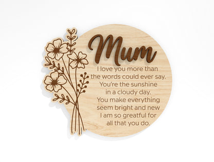 Round Mom Quote Sign SVG Mother's Day Wall Decor Laser Cut File for xTool and Glowforge