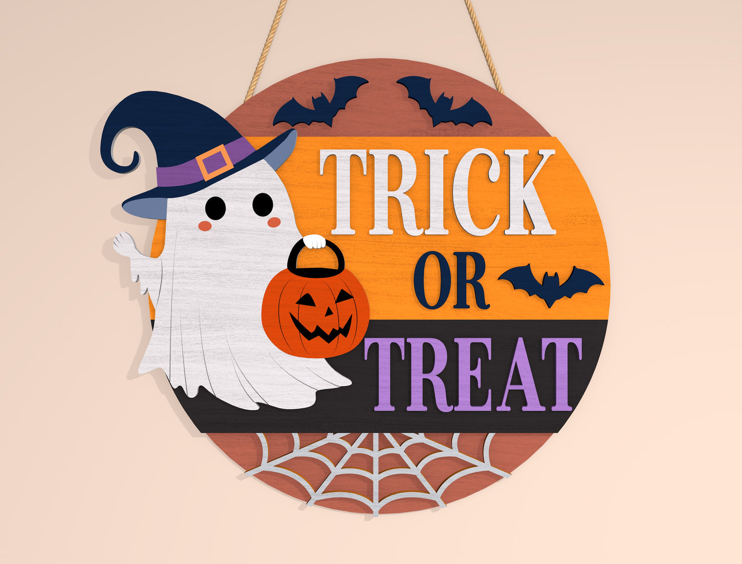 Trick or Treat Ghost Door Hanger SVG Set for Glowforge xTool LightBurn