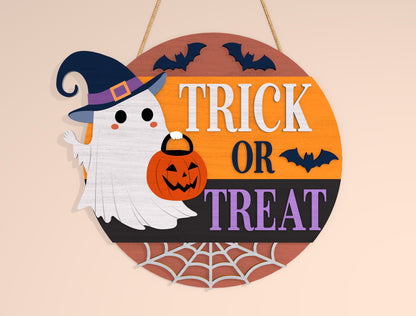 Trick or Treat Ghost Door Hanger SVG Set for Glowforge xTool LightBurn