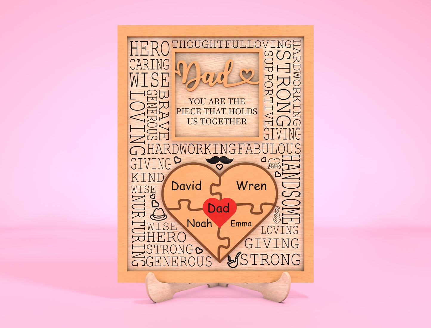 Personalized Dad Puzzle Sign SVG Laser Cut File for Glowforge and LightBurn