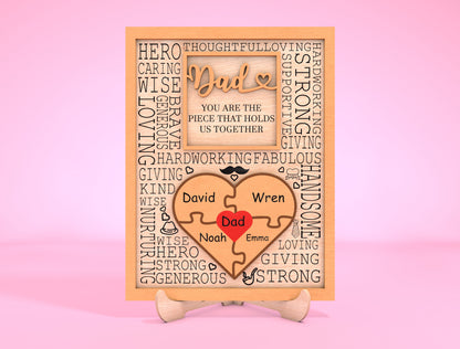 Personalized Dad Puzzle Sign SVG Laser Cut File for Glowforge and LightBurn