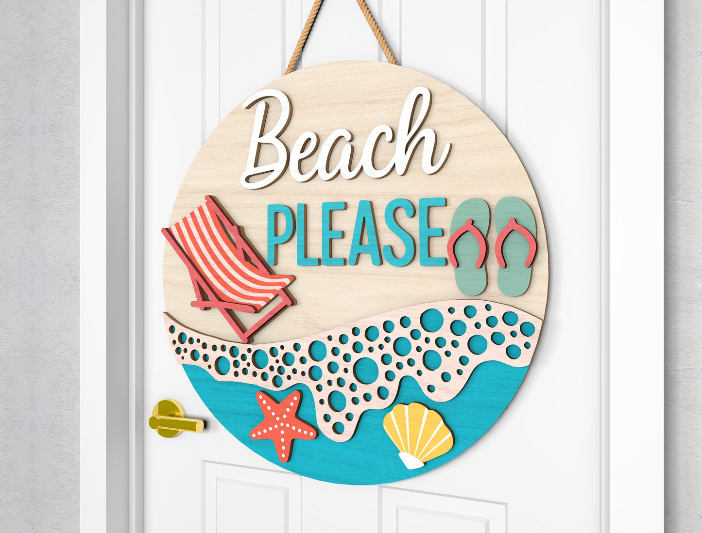 Beach Please Door Hanger SVG for Glowforge