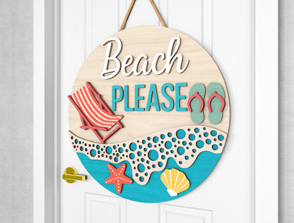 Beach Please Door Hanger SVG for Glowforge