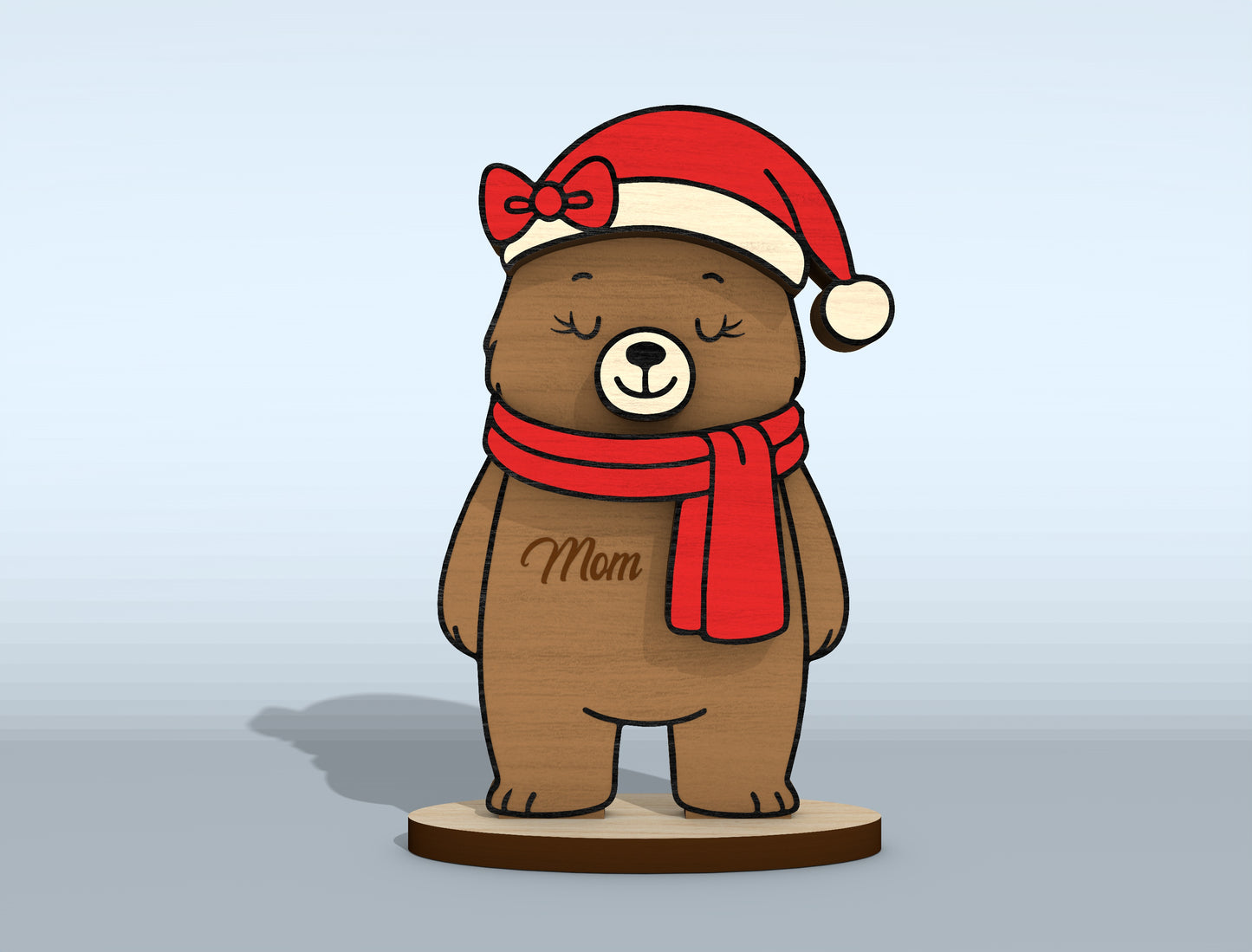 Christmas Bear Family Tabletop Decor Laser Cut File | Ready to Cut | Glowforge, xTool, LightBurn, etc.