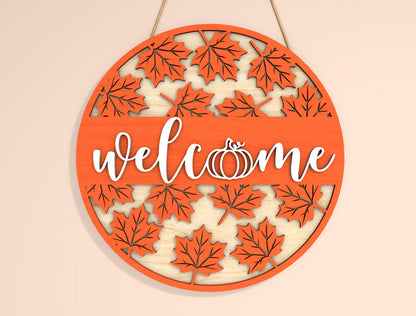 Hello Fall Scarecrow Welcome Door Hanger SVG Bundle for Glowforge xTool LightBurn | 2 Designs