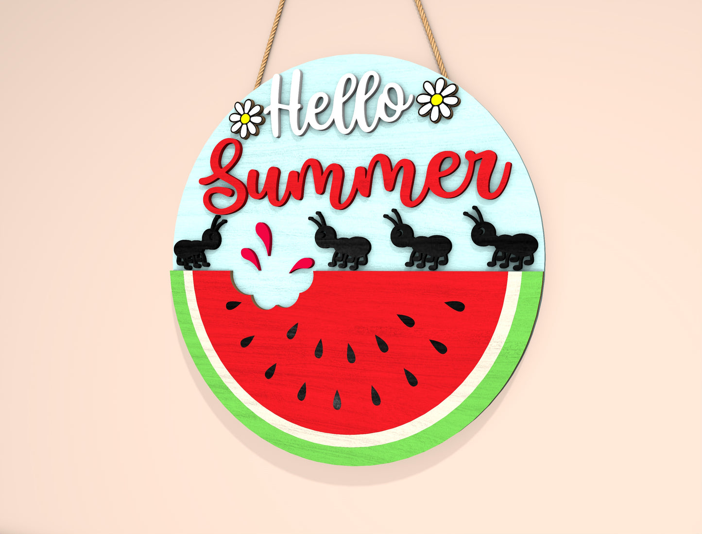“Hello Summer” Watermelon Door Sign SVG for xTool and Glowforge