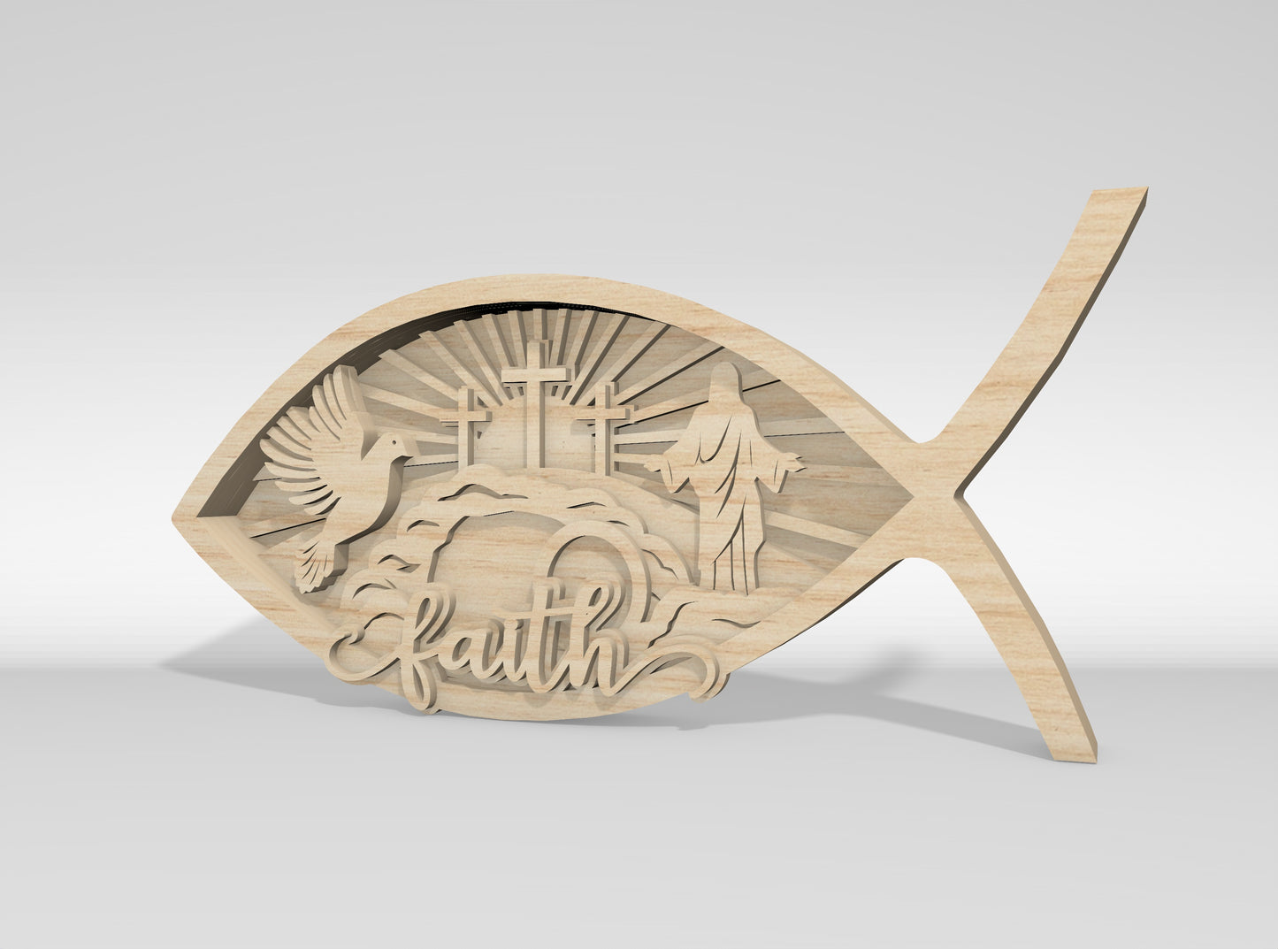 He Is Risen Jesus Faith Ichthys Multilayer SVG Bundle for Glowforge and xTool
