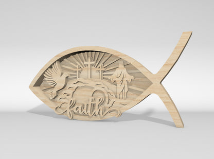 He Is Risen Jesus Faith Ichthys Multilayer SVG Bundle for Glowforge and xTool
