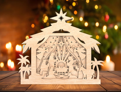 Nativity Scene Christmas Tabletop Decor Laser Cut File | Ready to Cut | Glowforge, xTool, LightBurn, etc.