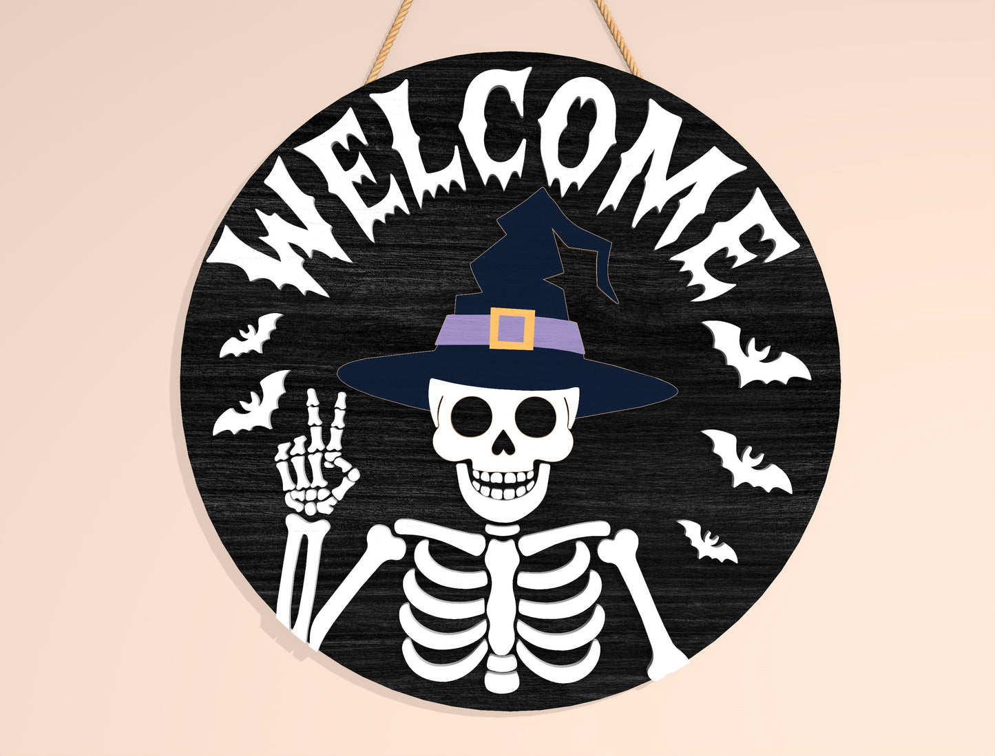 Halloween Skeleton Welcome Door Hanger SVG Bundle for Glowforge LightBurn
