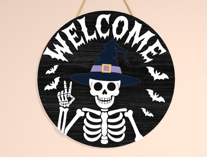 Halloween Skeleton Welcome Door Hanger SVG Bundle for Glowforge LightBurn