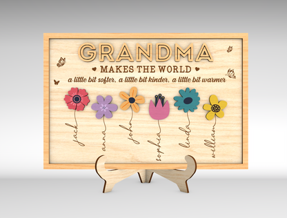 Custom Name Birth Flower Grandma Sign SVG for xTool and LightBurn