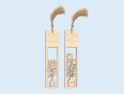 Floral Vase Bookmark SVG Bundle Teacher Appreciation Laser Cut File for Glowforge and xTool