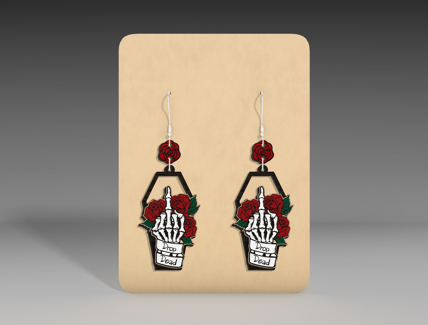 Halloween Coffin Earrings SVG Bundle 5 Skeleton Rose Designs for xTool Glowforge