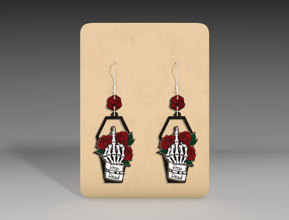 Halloween Coffin Earrings SVG Bundle 5 Skeleton Rose Designs for xTool Glowforge