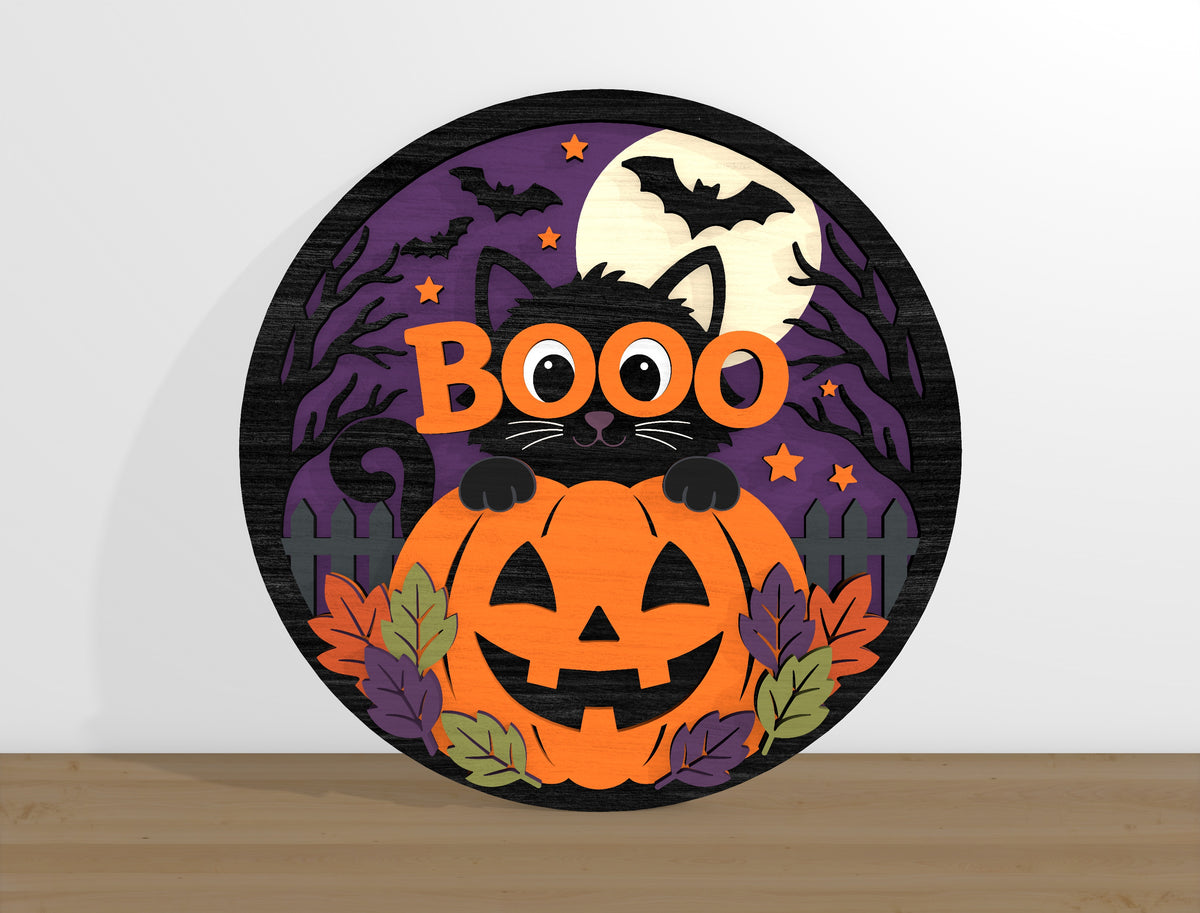 Halloween Door Hanger SVG Bundle Ghost Pumpkin Designs