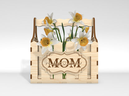 Mother's Day Flower Basket SVG Engraved Floral Gift Laser Cut File for Glowforge and xTool