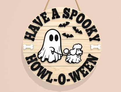 Spooky Ghost Dog Door Sign SVG Bundle for Glowforge xTool LightBurn