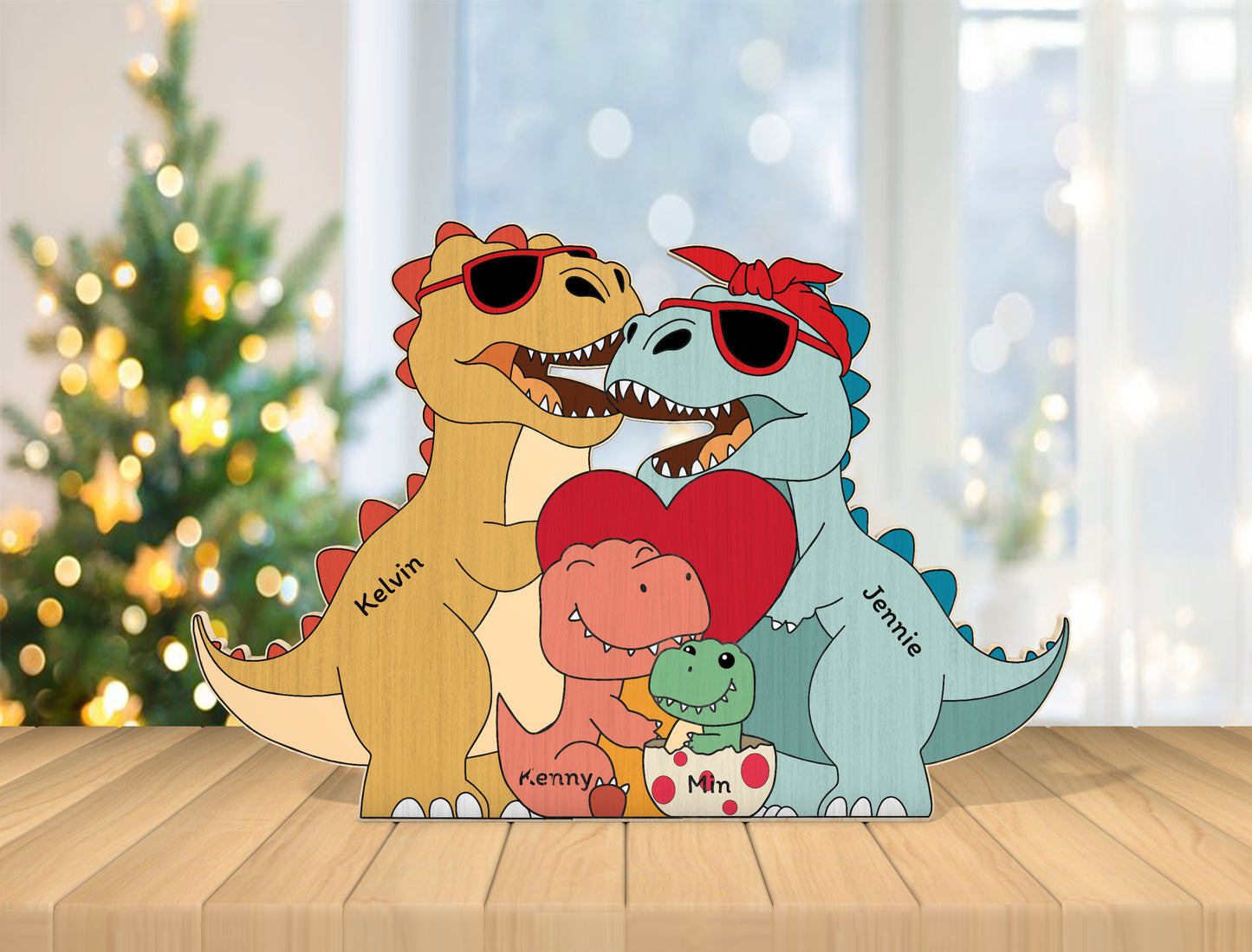 Personalized Dinosaur Family Puzzle SVG for Glowforge and xTool