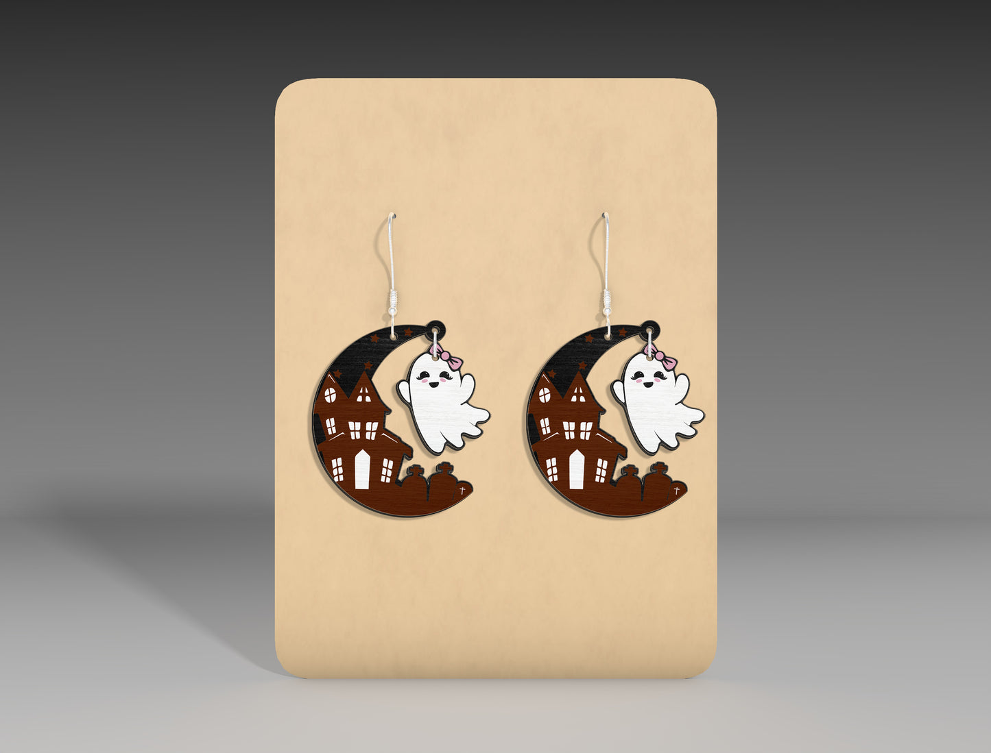 Halloween Ghost Moon Earrings SVG Bundle 3 Designs for xTool LightBurn Glowforge