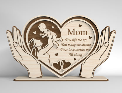 Mom Heart Stand Sign SVG Bundle Mother's Day for Glowforge