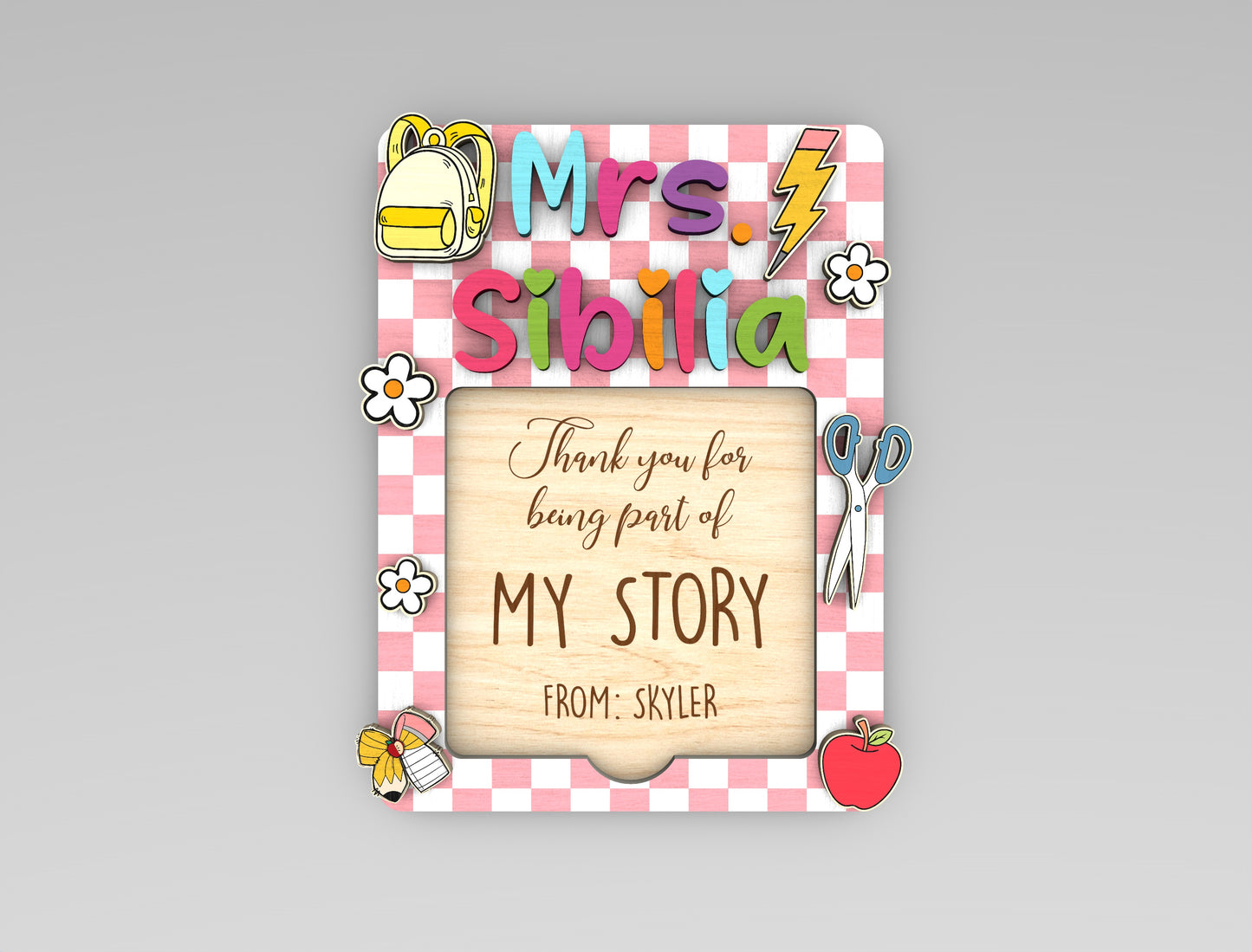 Personalized Teacher Notepad Holder SVG for Glowforge and LightBurn