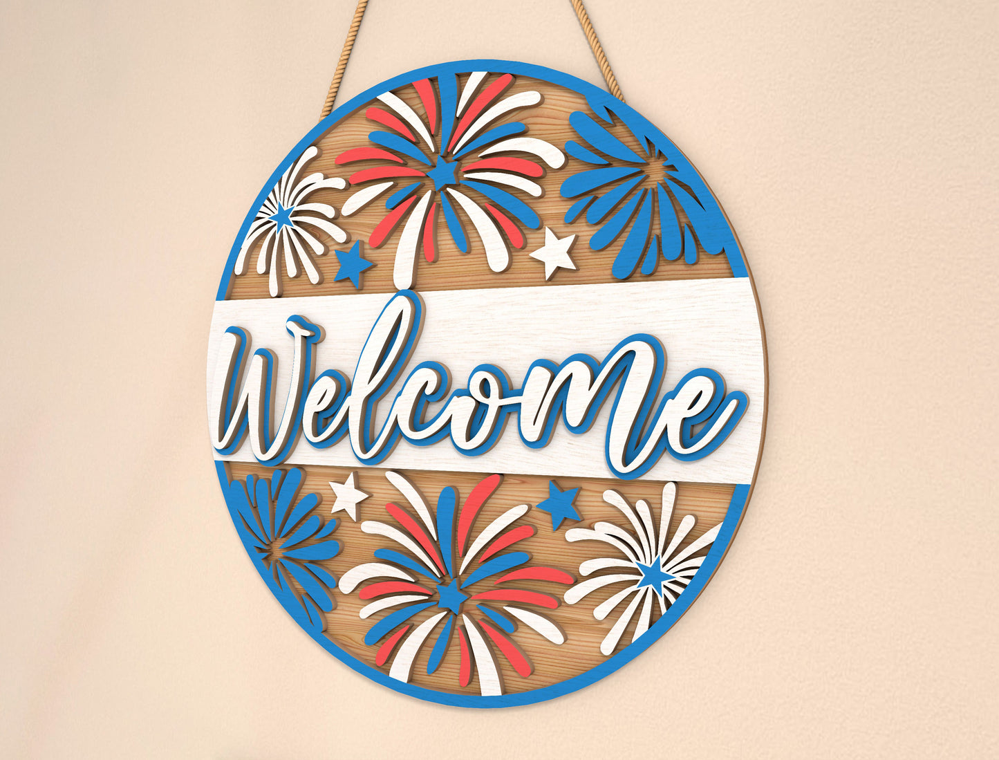 Patriotic Fireworks Welcome SVG Laser Cut File for xTool