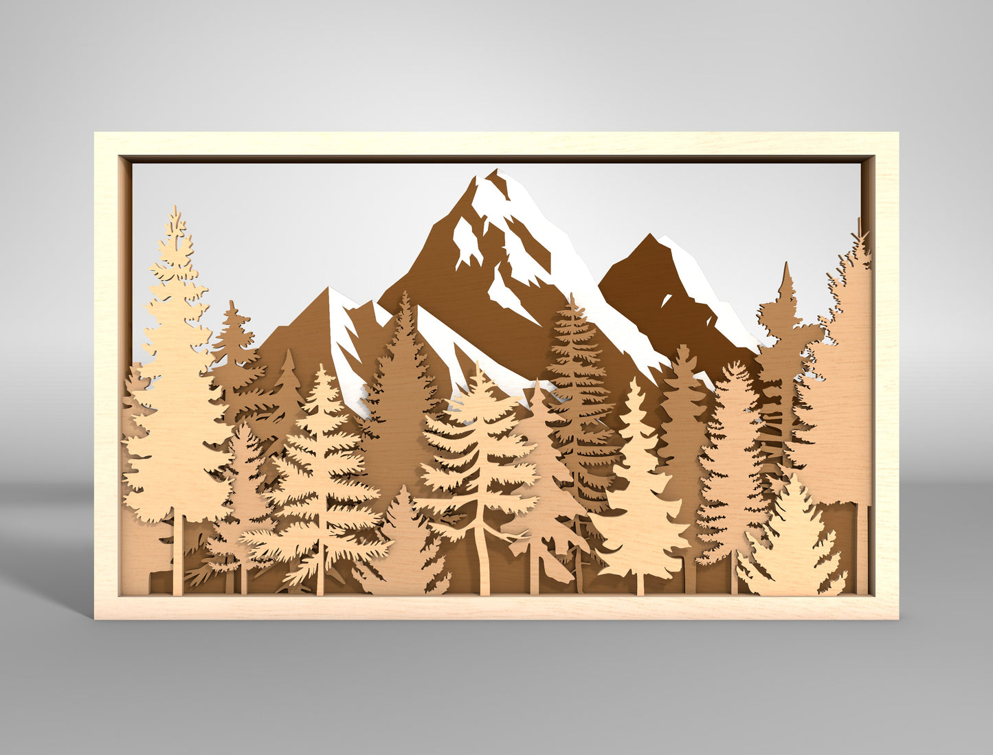 Mountain Wildlife Layered Wall Art SVG for Glowforge and xTool Laser Cut File