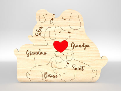 Personalized Dog Family Puzzle Sign SVG for xTool and Glowforge