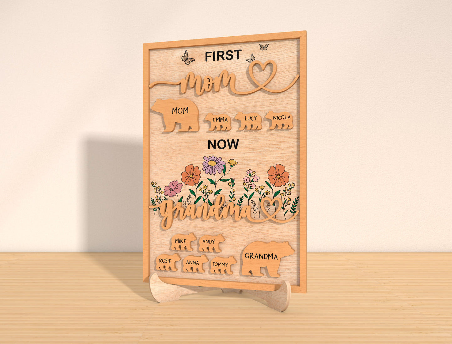 Personalized Grandma Bear Family Sign SVG for LightBurn and xTool