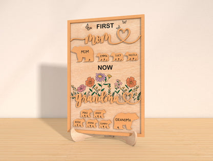 Personalized Grandma Bear Family Sign SVG for LightBurn and xTool