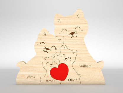 Custom Name Cat Family Puzzle Sign SVG for LightBurn and xTool