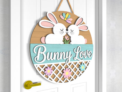 Bunny Love Easter Door Sign SVG Hello Peeps Cute Kawaii for Glowforge and xTool