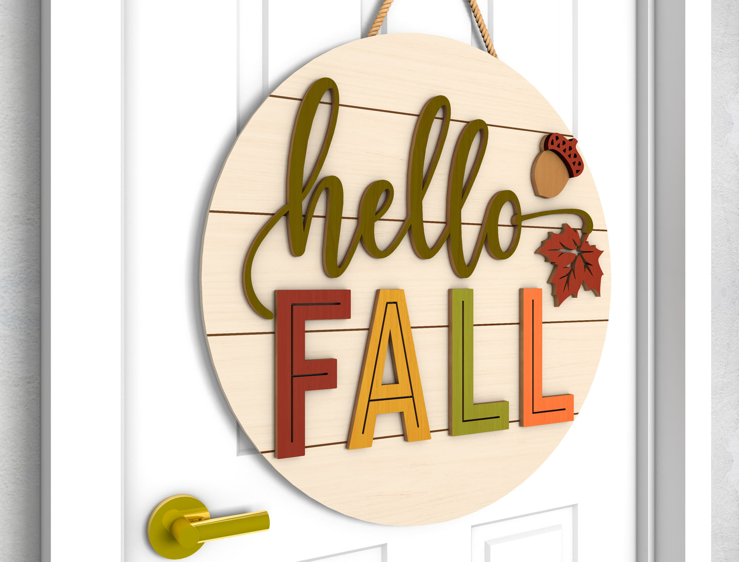 Hello Fall Door Hanger SVG for Glowforge xTool LightBurn