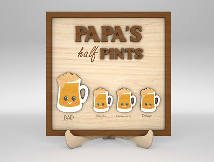 Daddy's Half Pints Beer Mug Sign SVG Laser Cut File for LightBurn and xTool