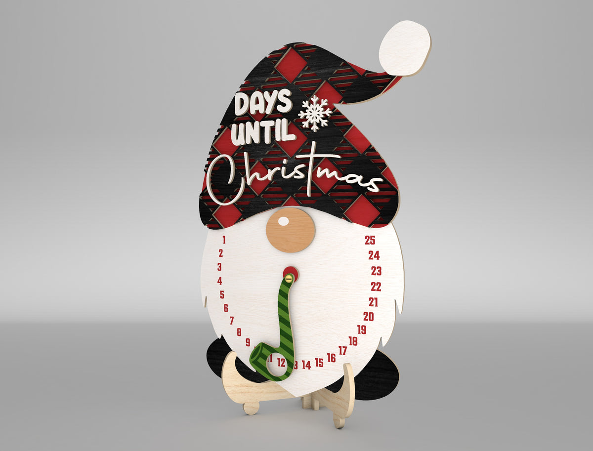 Christmas Gnome Countdown SVG Days Until Christmas Laser Cut File