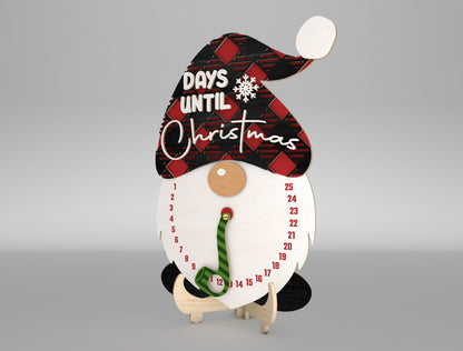 Christmas Gnome Countdown SVG Days Until Christmas Laser Cut File