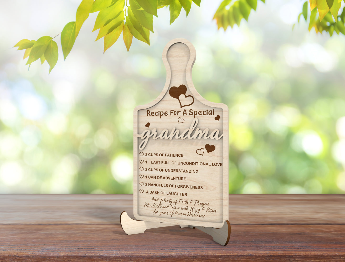 Mom Grandma Recipe Cutting Board Sign SVG for LightBurn and xTool