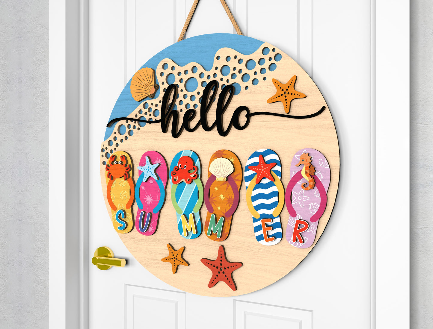 Hello Beach Flip Flop Door Sign SVG for Glowforge