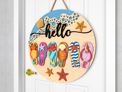 Hello Beach Flip Flop Door Sign SVG for Glowforge