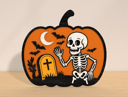 Halloween Pumpkin Scene SVG Bundle Laser Cut File | 8 Spooky Pumpkin Designs | Autumn Wooden Decor | Glowforge, xTool, LightBurn, etc.