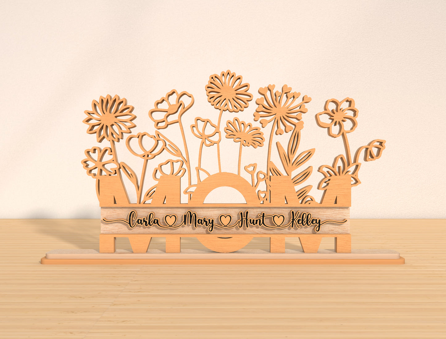 Personalized Mom Flower Stand SVG Bundle for Glowforge and xTool