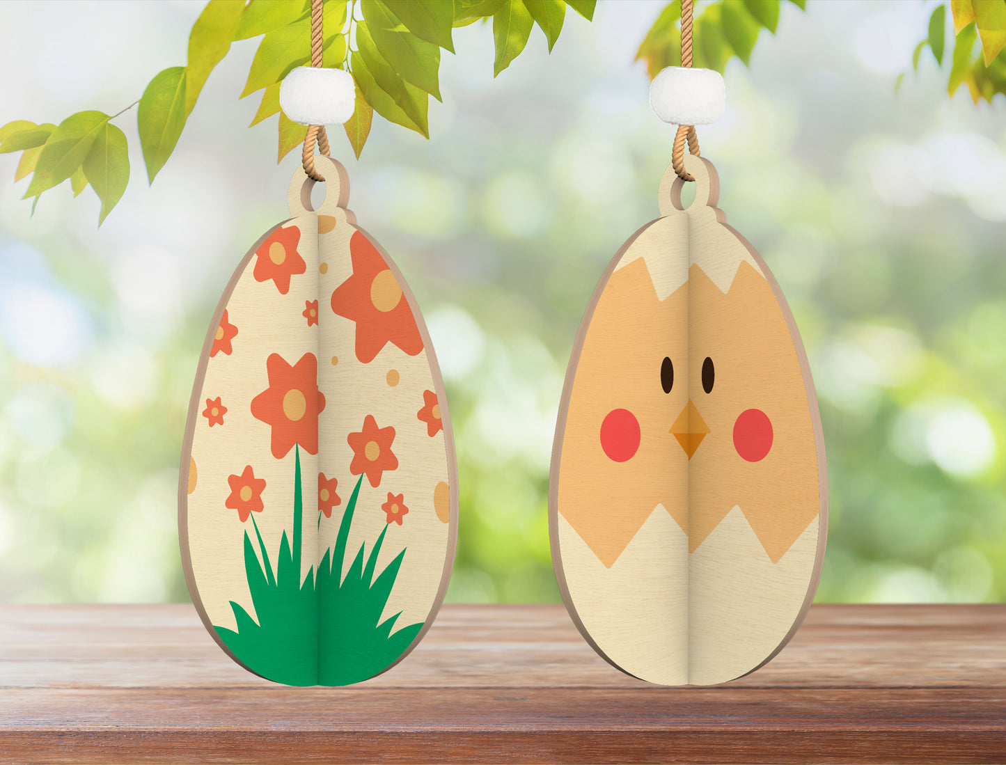 Easter Egg Ornament SVG Bundle Interlocking 3D Wooden for LightBurn and xTool
