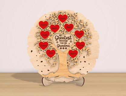 Grandma Family Tree SVG My Greatest Blessings for Glowforge and xTool
