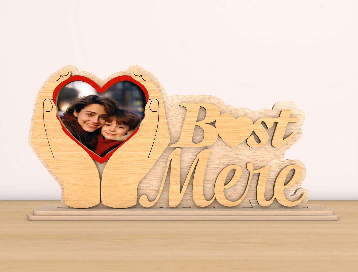 Best Mother Photo Frame Laser Cut File| Personalized Mom Name Decor | Heart Hands Wooden Sign | Glowforge, xTool, LightBurn etc.
