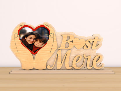 Best Mother Photo Frame Laser Cut File| Personalized Mom Name Decor | Heart Hands Wooden Sign | Glowforge, xTool, LightBurn etc.
