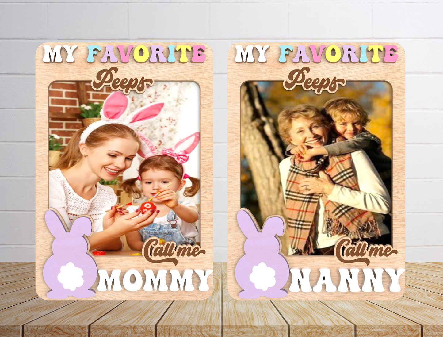 My Favorite Peeps Photo Frame SVG Easter Bunny Family for Glowforge