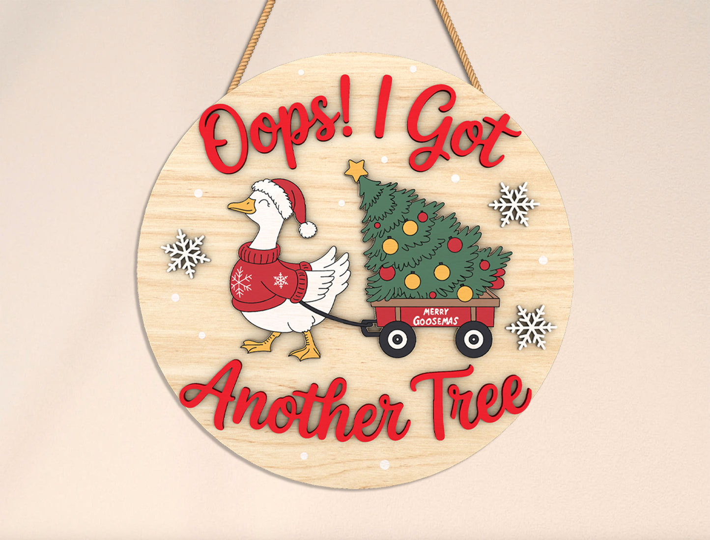 Funny Christmas Round Sign Laser Cut File | Ready to Cut | Glowforge, xTool, LightBurn, etc.